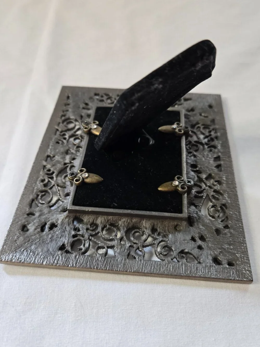 Romantic Floral Embellished Jeweled Metal Picture Frame